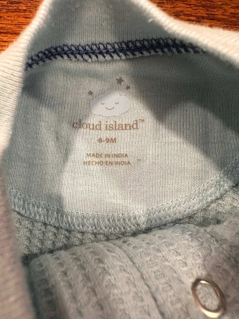 EUC cloud island Waffle Knit Long Sleeve Zippered Sleepers, 6-9 Months